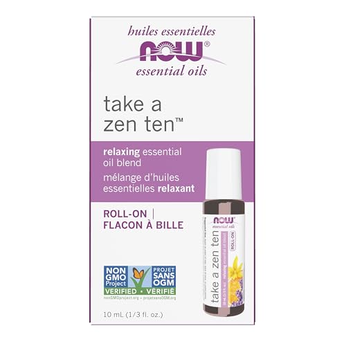 NOW Essential Oils, Take A Zen Ten Roll On, Non-GMO Project Verified, Relaxing Blend, Steam Distilled, Topical Aromatherapy, 10-mL