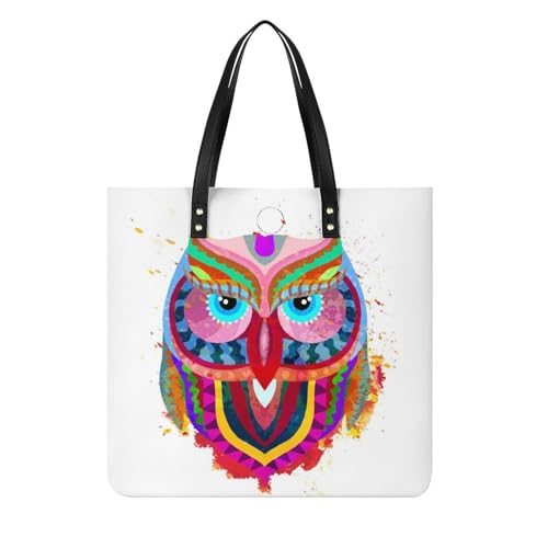 Sac à bandoulière pour femmes Hibou de Couleur, grand tote bag shopper et sac de voyage en tissu
