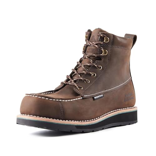 Golden Retriever 6'' Work Boots for Men, Full Grain/Crazy Horse Leather, Composite/Soft Moc Toe, Waterproof EH Safety Boots, Coolmax Insole Work Boots, Oil & Slip Resistant Wedge Outsole G6355-W-12