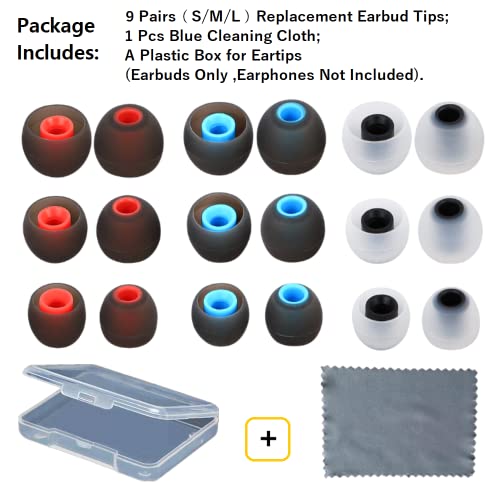 Image of Earbud Silicone Ear Tips Earbuds Replacement Ear Tips Gels Bud for Popular in-Ear Headphones Other Inner Hole from 3.8mm - 5.1mm Earphones 9 Pairs S /M /L