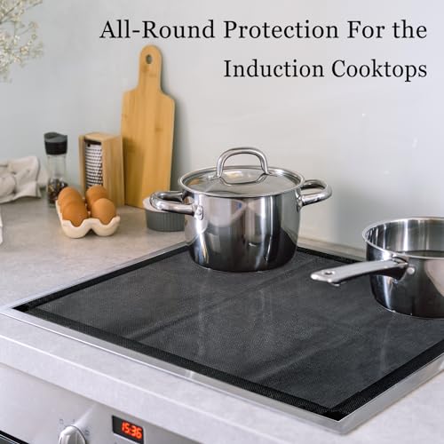 WestCH 52x61cm Große Silikon Induktionskochfeld Schutzmatte Induction Cooker Silikonmatte Induktion Herdschutz Matte Induktion Schutzmatte Wärmeisolierte Pad für Induktionsherd (Mesh Schwarz)