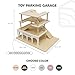 Parking Garage for Toy Cars 2.0 Wooden Garage Toy Storage Organizer Big Toy Car Compatible 3-Level Wooden Car Ramp Toy for Toddlers 1-4 Years Little People Garage Car Tower (Dark Walnut)