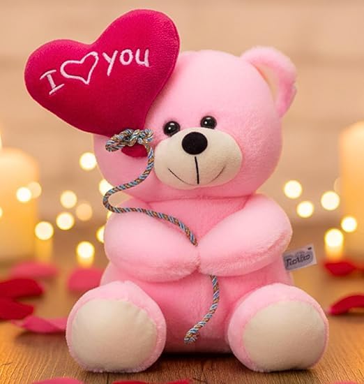 Image of ZEXSAZONE I Love You Heart Balloon Teddy Bear Soft Toy | Cute Plush Teddy with Love Message Balloon | Romantic Gift for Girlfriend, Wife, Boyfriend | Valentine, Anniversary & Birthday Gift.