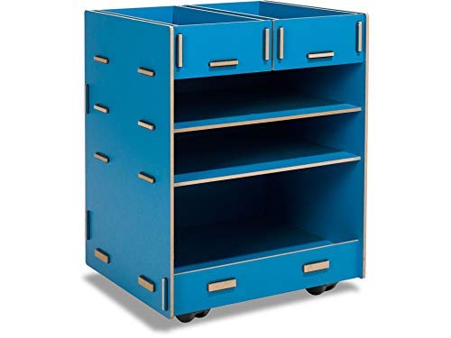 Modulor Kinder-Rollcontainer aus beschichtetem MDF, Schreibtisch Rollschrank (BxHxT: 38 x 49 x 34 cm) mit Zwei Schubladen und DREI Fächern, blau Modulor Kinder-Rollcontainer aus beschichtetem MDF, Schreibtisch Rollschrank (BxHxT: 38 x 49 x 34 cm) mit Zwei Schubladen und DREI Fächern, blau