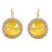 Navachi 18k Gold Plated Crystal Yellow created-opal Round Az1009h Leverback Hoop Earrings