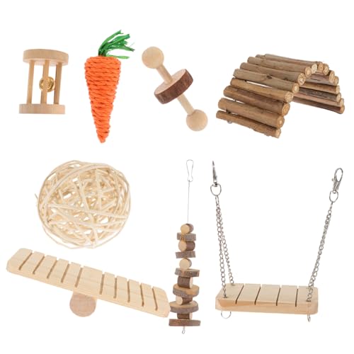 Happyyami ハムスター用木製おもちゃ クライミングラダー ブランコ シーソー 小型ペットケージ玩具