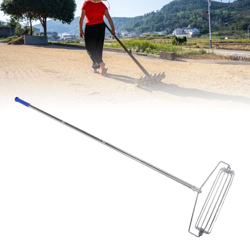 Dpofirs Sand Bunker Rake, 4.5FT Course Roller Sand Trap Rake 304 Stainless Steel for Long Jump High Jump Baseball Fields Garden Landscape Beach