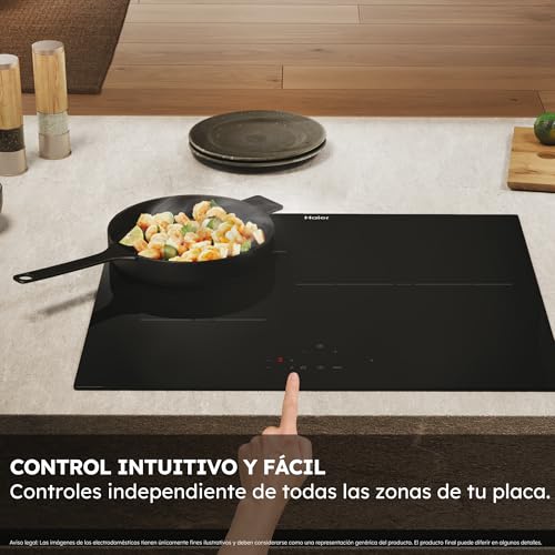 Haier Series 2 HAI633CD/E1 Placa de Inducción, 3 Zonas de Cocción, Ancho 60cm, Controles Independientes, Potencia total 7.4kW, 9 niveles de potencia + Booster, Paellero de 29 cm, Negro - imagen 7