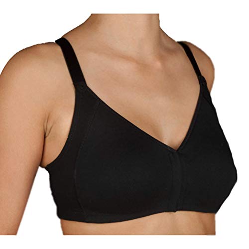 Selene, Sujetador de Mujer en Algodón Transpirable, Sin Aros ni Relleno, Colección Blanca, Color Negro, Talla 105C