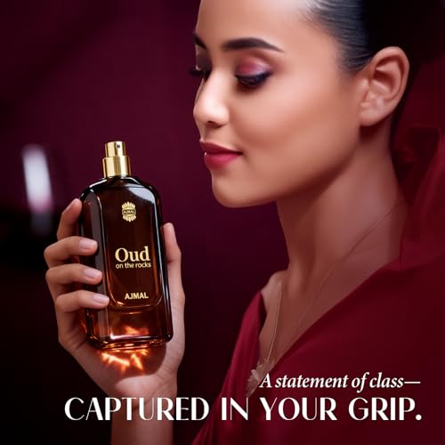 Image of Ajmal Oud On The Rocks Eau De Parfum | Unisex Perfume for Men & Women | 100ml | Smoky Oud with Woody & Amber Notes | Bold Oriental Long-Lasting Fragrance for Office & Everyday Use