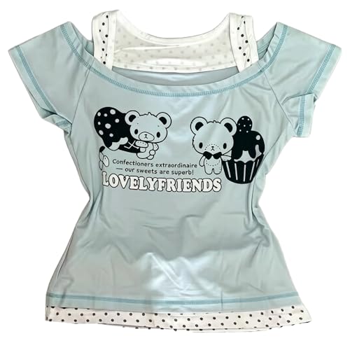 Image of Kawaii Cutecore Harajuku Y2k 2000s Tops Summer Preppy Aesthetic Alt Goth Emo Short Sleeve Graphic Tees