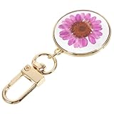 FRCOLOR Llavero de Flor Prensada Margarita Seca Morada Colgante Transparente para Bolso y Coche Adorno Rústico Ligero Adecuado para Mujeres y Regalos de Moda