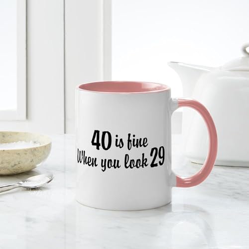 Taza de cerámica CafePress 11 oz blanca y rosa miniatura 6