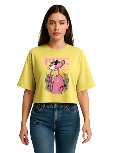 Image of HELLCAT Beige Printed Loose Fit Crew-Neck Crop T-Shirt for Women