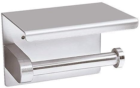 Bathroom Tissue Paper Holder with a Mobile Phone Storage Shelf Strong Toilet Paper Holder Stainless Steel with Cell Phone Rack, RustProof (Brushed Nickle)