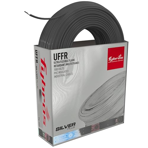 Image of Fybros ULTRA FLEXIBLE FR PVC Insulated 0.75 Sq Mm Wire | UFFR Black Copper Wires & Cables| Cables For wiring | 0.75 Sq Mm Black wire 90 meter| Industrial Wire Cable| Electrical Wire