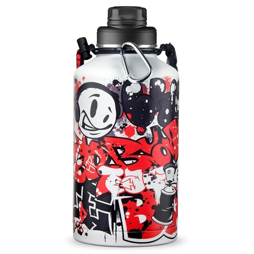 URBANCAN Botella de Agua Aislada 64 oz con Pajilla, Tapas Chug y Cap