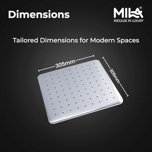 Image of Mila Dazzle Rain Shower| Chrome Finish Square Overhead Shower | 305 * 305mm Ceiling Mounted | ABS Body| Single Function Rainfall Shower for Broad Coverage & Water Efficiency| (Without Arm)