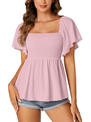 Image of LYANER Women's Square Neck Cute Peplum Top