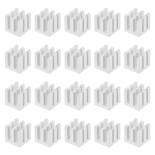 sourcing map 20 Stück Selbstklebende Elektronische Aluminium Kühlkörper 10x10x10mm Silber Ton für IC, MOS