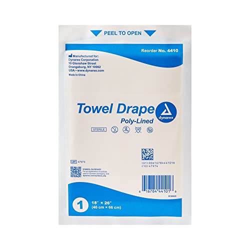 Image of Dynarex Sterile Towel Drapes 18x26 inch - Disposable Poly-Lined Procedure Towels & Medical Drapes for Patients - 1 Case, 6 Boxes of 50 Drape Sheets