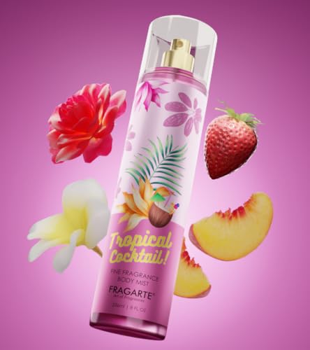 Image of TROPICAL COCKTAIL Body Mist Spray Long Lasting Womens Perfume FRUITY FLORAL Fragrance 236ml