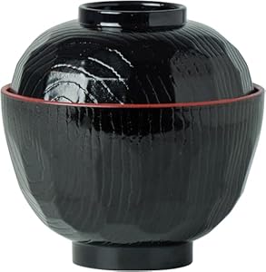 JADE TEMPLE Miso Suppenschalen schwarz-rot, 12 Stück