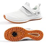 Pairobin Men's Cycling Shoes Compatible with 2 Bolt SPD Cleats, Comfortable & Walkable Mountain Bike Shoes for Indoor & Outdoor Road Bike Riding, White, 9