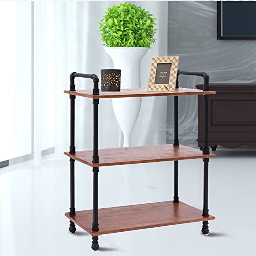 3 Tier Wooden Storage Shelf, Vintage Bookcase Easy Assembly Tower Free Standing Shelving Unit Heavy Duty Shelves Rack Organizer Bookshelf Plant Shoe Stand For Bathroom, Living Room, Kitchen (3-Tier) #TOP1