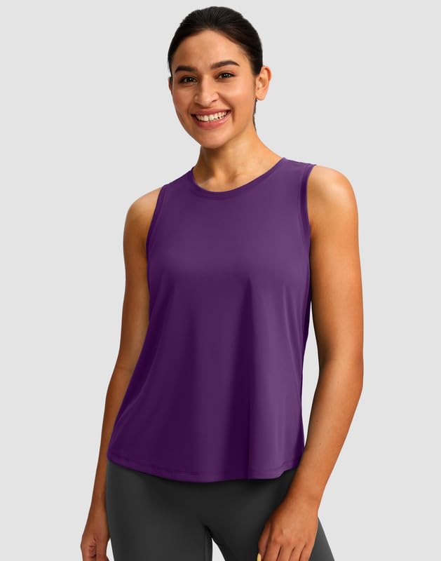 Image of Women's Workout Tops Racerback Athletic Tank Tops Sleeveless Loose Fit Yoga Running Gym Shirts for Women