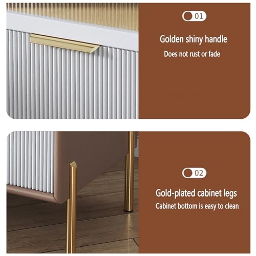 Table de chevet pour chambre à coucher en dalles de roche et cuir moderne