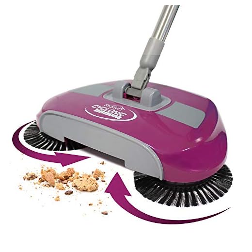 Escoba giratoria 360 Cyclonic Broom, BEST DIRECT, Original visto en TV, Fácil de Montar con Cepillo Triple Para Pisos Laminados, Madera, Azulejos