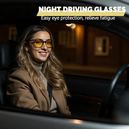 SIPHEW Anti-Glare Night Driving Glasses for Women, Polarized Yellow Lens Reduces Headlight Glare & Eye Strain for Nighttime2