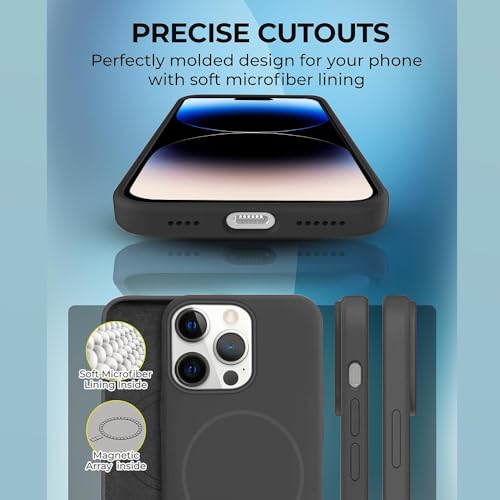 Image of iPhone 14 pro Silicone Magsafe Case | Shock Proof Design & Camera Protection | Premium Rubberised Apple iPhone 14 pro Cover (Microfiber Lining) | Magnetic Liquid Silicone - Black