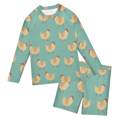 Cock Rooster Toddler and Baby Boys' 2-Piece Swimsuit Trunk, Long Sleeve Rashguard Bathing Suit B0403780