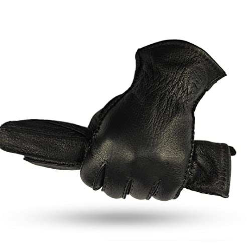 Pokem&Hent Guantes de piel de ciervo cosidos a mano para hombre de invierno Guantes suaves cálidos para hombre 12.5 Cover
