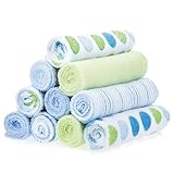 Spasilk 10 Pack Soft Terry Washcloth, Blue