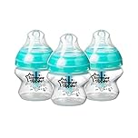 Tommee Tippee Advanced Anti-Colic Baby Bottles, Breast-Like Teat and Heat Sensing Technology, 150ml, Pack of 3, Clear