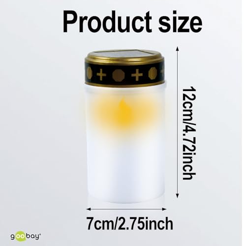 Litinliv 2pcs Solar LED Grave Lights, Flameless Memorial Candle with Light Sensor, Waterproof, Outdoor Use - Image 2