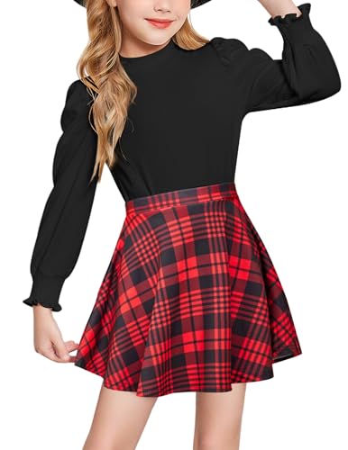 Arshiner Bekleidungssets für Mädchen Schwarz Langarmshirts mit...