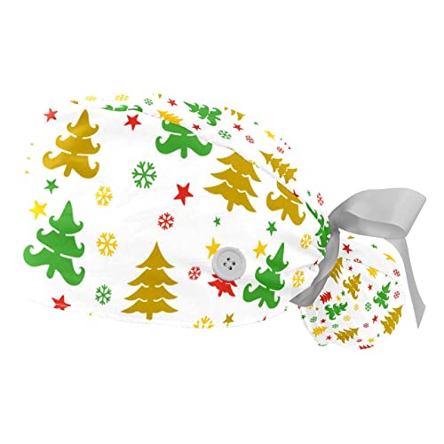 Chapeau de travail Noël coloré : lot de 2 calots bouffants et respirants mixtes