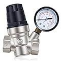 Biupky Upgrade RV Water Pressure Regulator for RV Camper, Brass Lead-Free Adjustable Water Pressure Regulator with Gauge for Camper Travel Trailer
