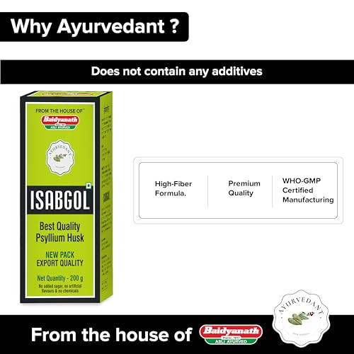 Image of Baidyanath Ayurvedant Isabgol (Psyllium Husk) Powder | Chemical Free | No Added Sugar Or Artificial Flavour | 400 g (Pack of 2 x 200 g)