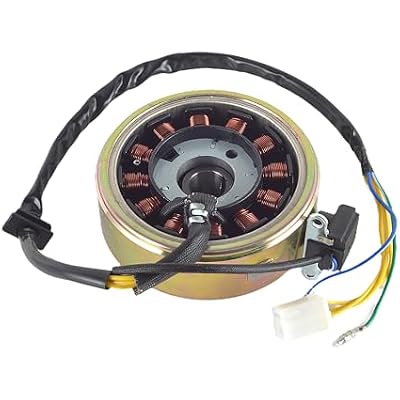 Magneto Stator with Flywheel Rotor Kit 12 Coil 5 Wire Copper DC Stators for GY6 50cc 125cc 150cc 4 Stroke Moped Scooter ATV Quad Go Kart Scooter (GY6 12 Coils DC Stator Flywheel Rotor Kit)