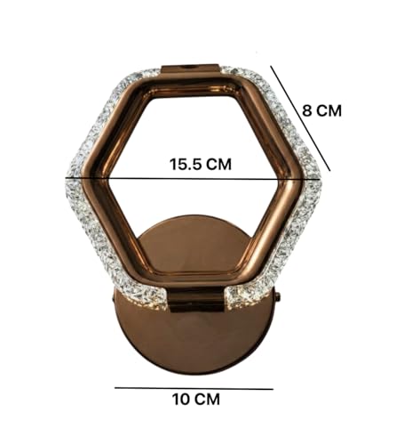 Image of Groeien Pack of 2 | 10W | 3 Color Modern LED Hexagon Shape Crystal Wall Sconce Gold Wall Light for Bedroom Living Room Corridor Lighting Fixtures Wall Mount(Hexagon Crystal-Golden, 2)