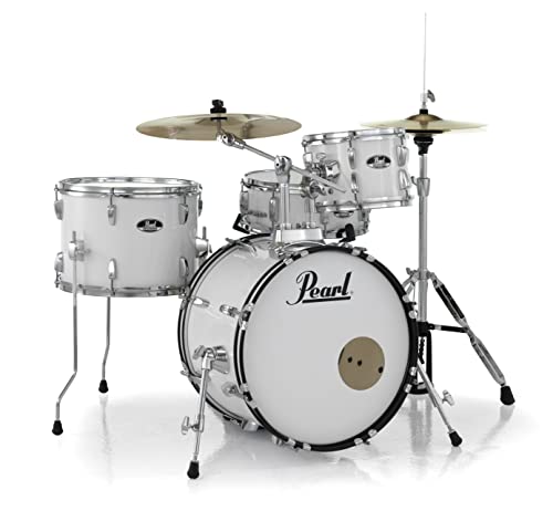 Image of Pearl Roadshow Drum Set 4-Piece Complete Kit with Cymbals and Stands Pure White (RS584C /C33)