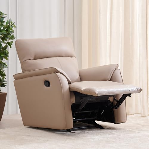 Image of Home Centre | Halley | Rocking Recliner | Faux Leather | 1 Seater Recliner | Beige | 1 Year Warranty