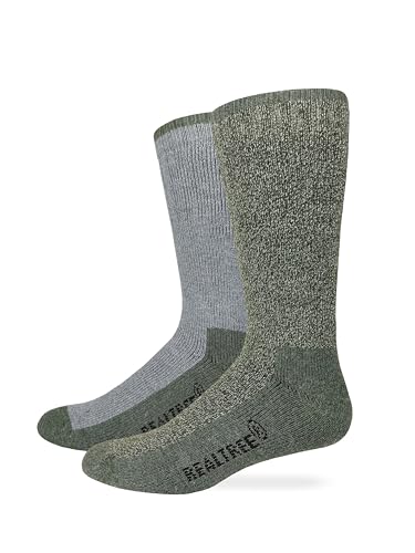 Realtree Men's All Season Wear Crew Socks 2 Pair, Green/Dark Grey, Men's Shoe Size -9-13 - Main Image