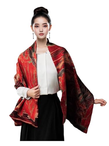 Écharpe double couche en soie de mûrier rouge HangErFeng paysages 1004 XL