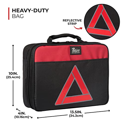 Thrive Roadside Emergency Car Kit - Car Safety Accessories And Tool Kit With Jumper Cables And Mini First Aid Kit - Car Emergency Kit For Women And Men (Square Bag) #TOP2